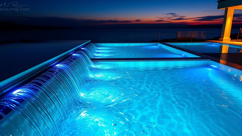 colorful led spillway lighting
