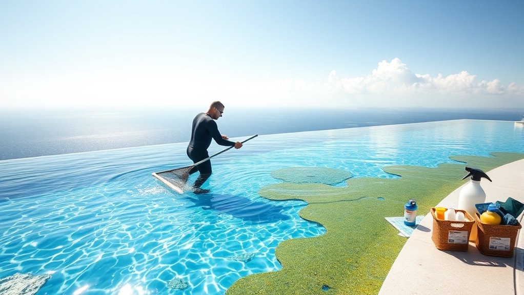 daily debris removal and skimming