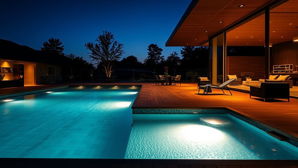 elegant evening pool lighting