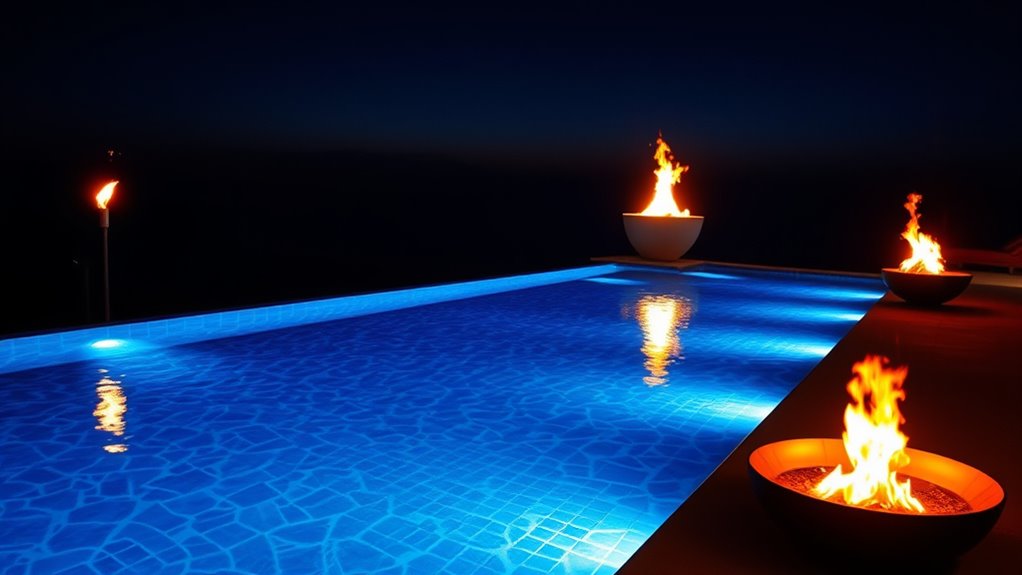 fire features enhance pool aesthetics