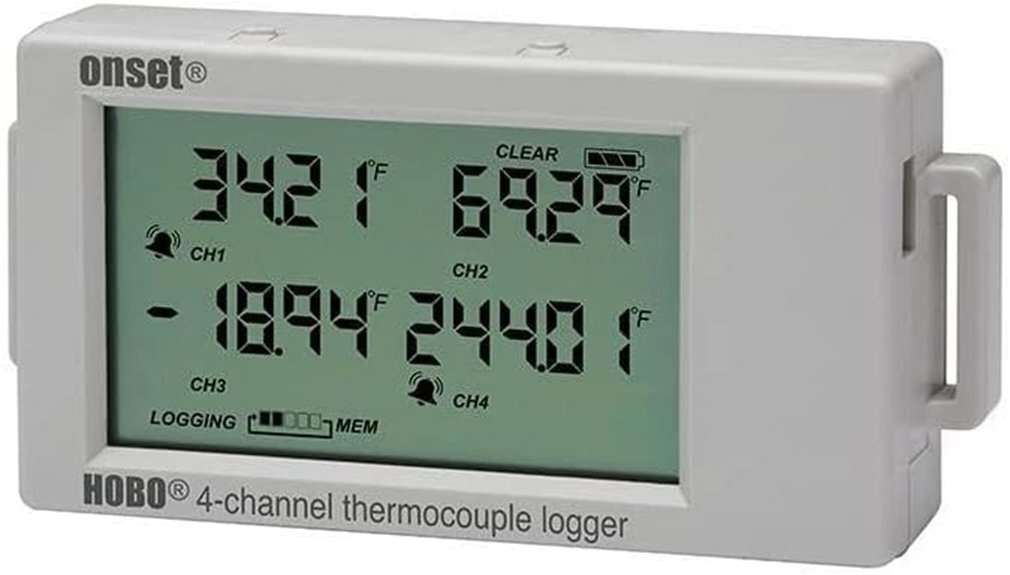 four channel thermocouple logger