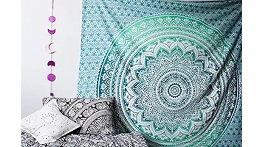 green cotton mandala tapestry