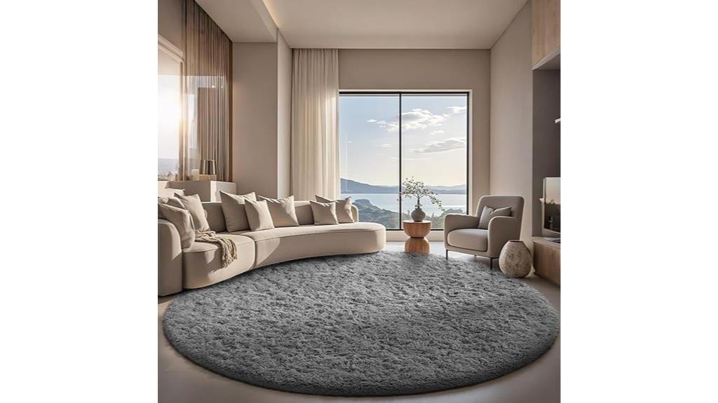 grey round area rug