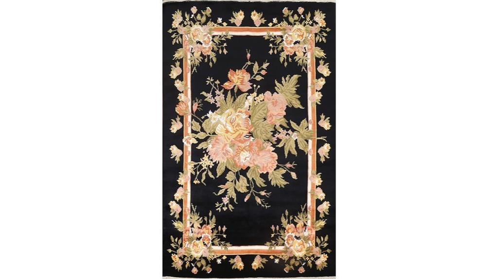 hand knotted aubusson floral rug