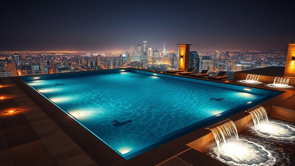 illuminated water features enhance ambiance