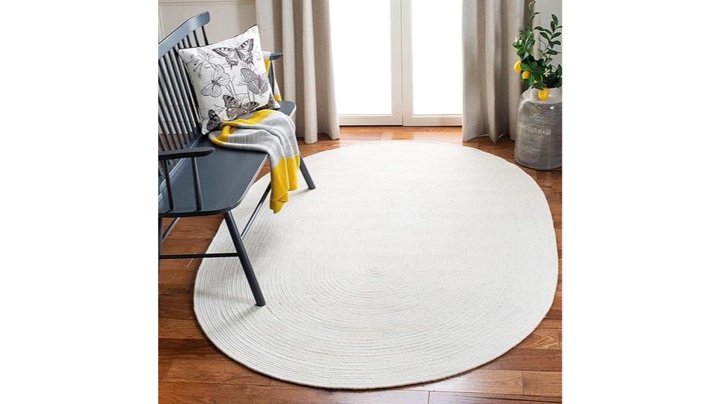 ivory oval wool rug
