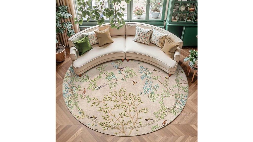 large beige botanical rug
