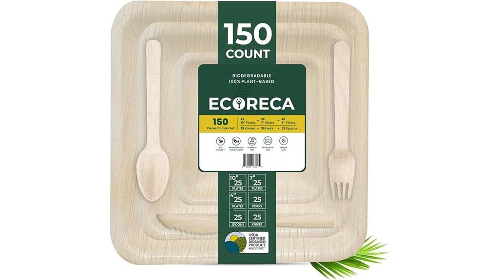 large biodegradable palm leaf set