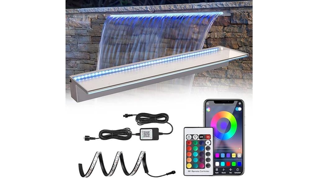 led lit waterfall spillway