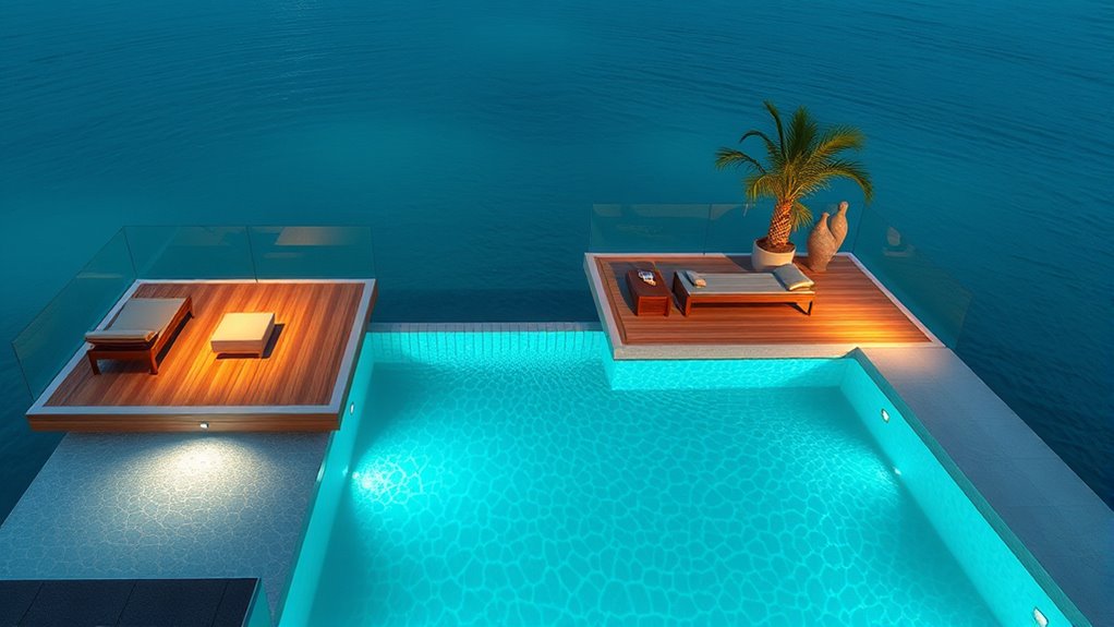 luxurious floating pool decks