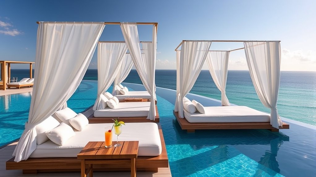luxurious poolside lounge retreat