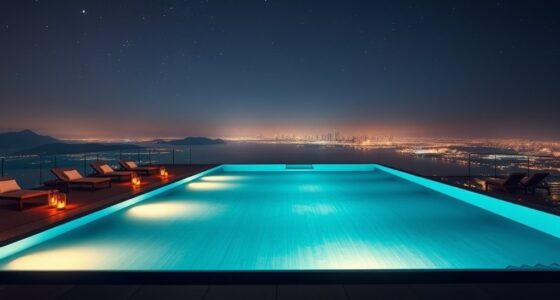 nighttime infinity pool entertainment