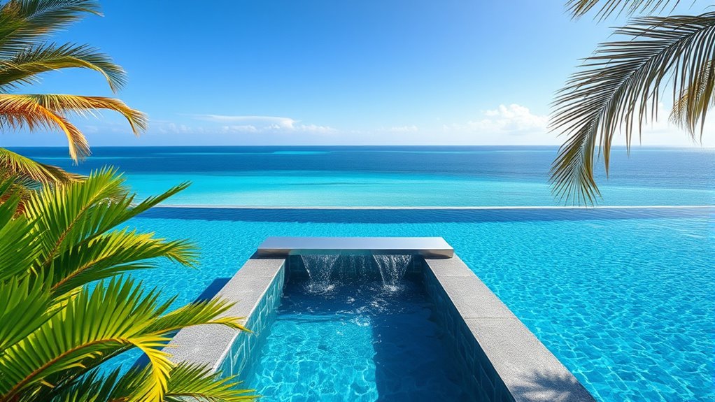overflow troughs in infinity pools