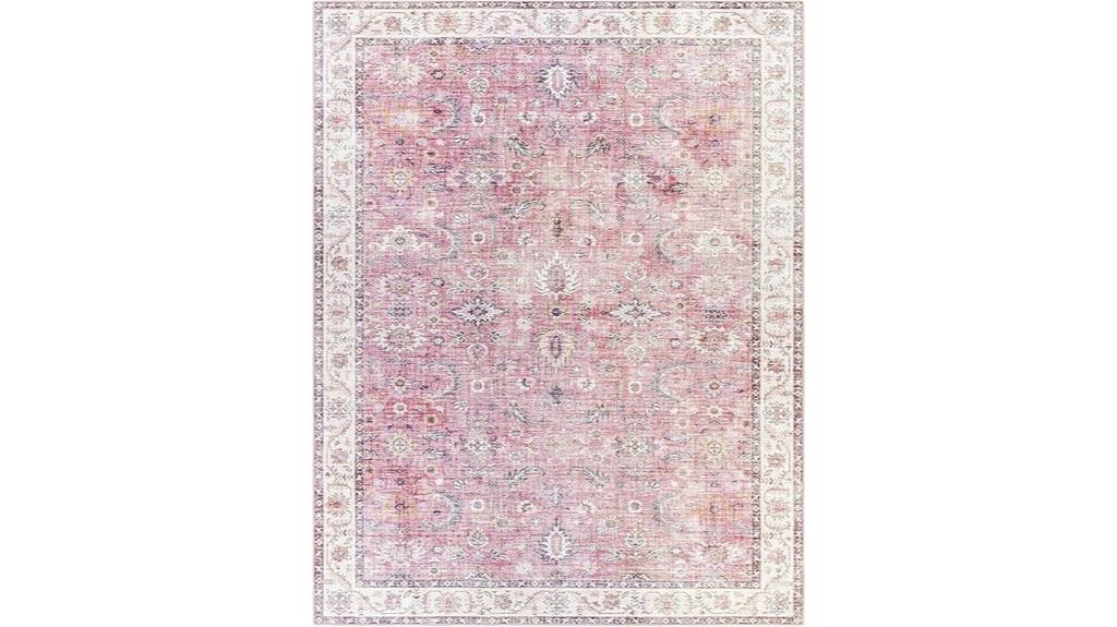 pink floral farmhouse rug