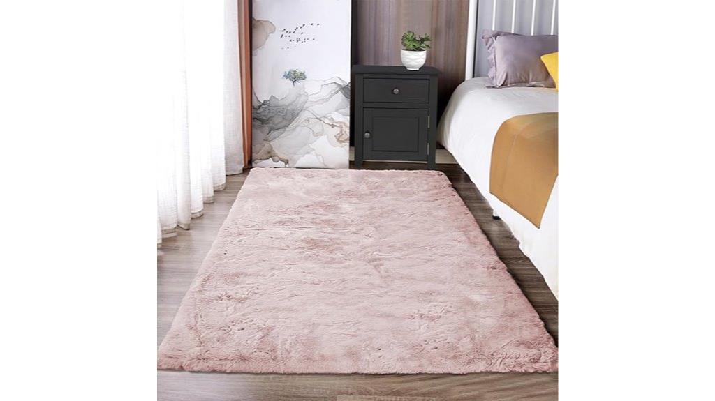 pink fluffy shag rug