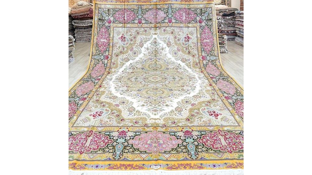 pink handwoven medallion rug