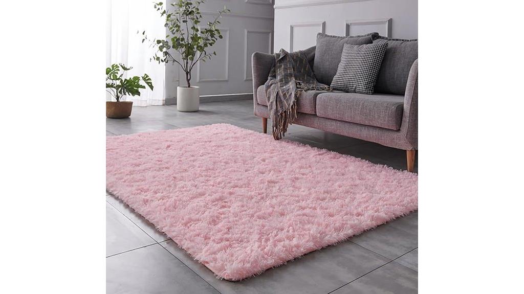 pink shag rug 2x3