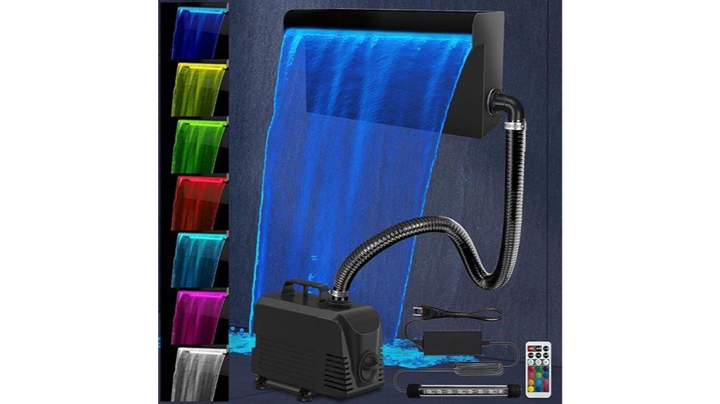 pond waterfall with leds