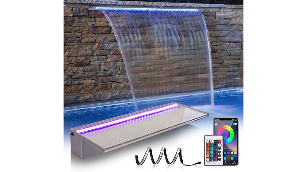 pool waterfall with leds