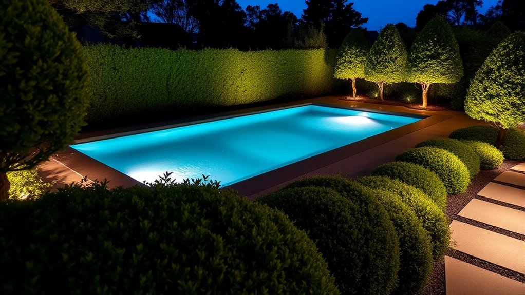 poolside landscaping and lighting