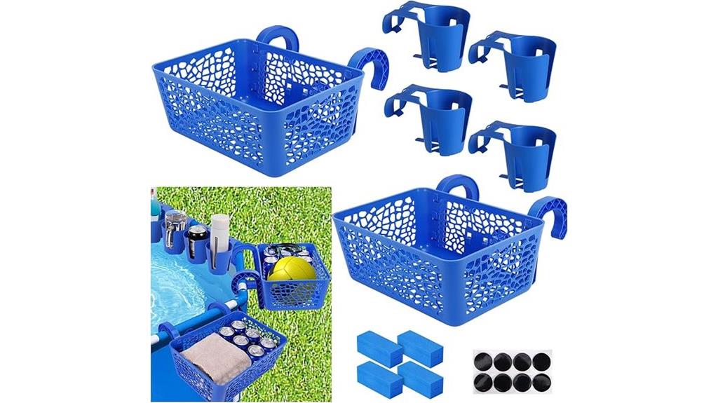 poolside storage with holders