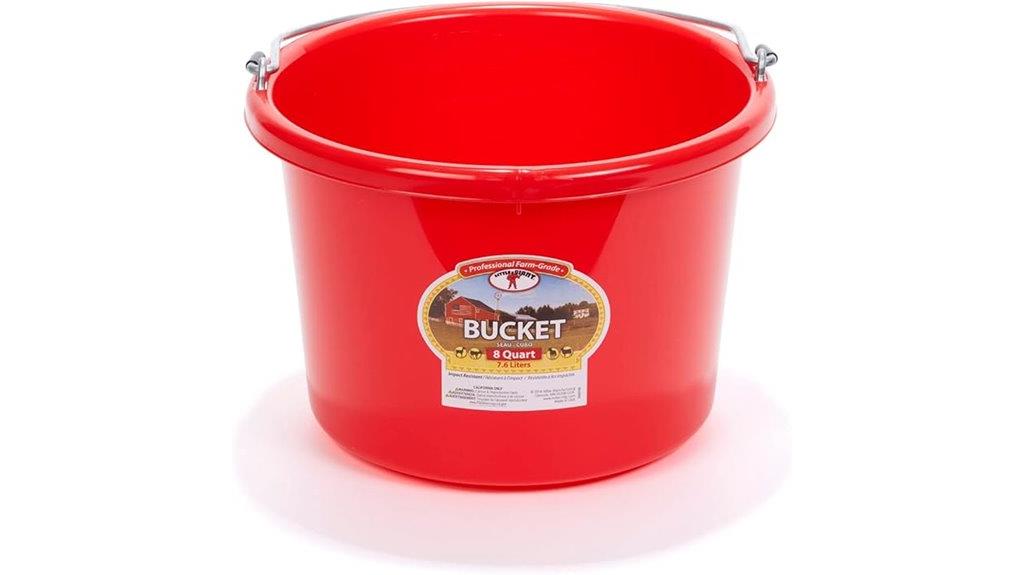 purple plastic animal feed bucket