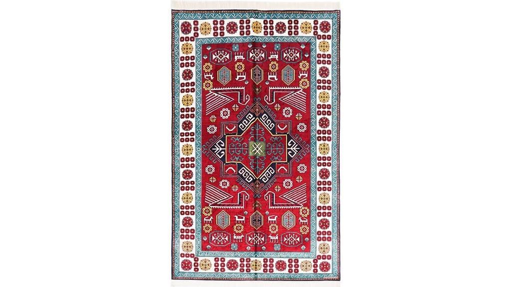 red geometric area rug