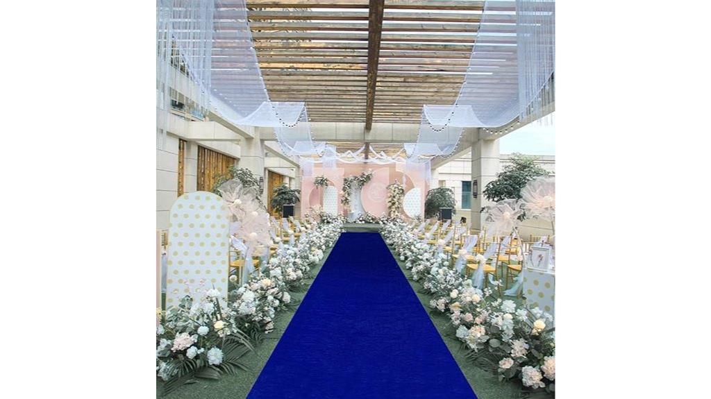 royal blue velvet aisle runner