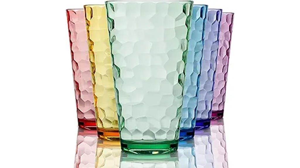 set of six hammered tumblers