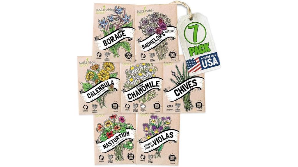 seven pack edible flower seeds