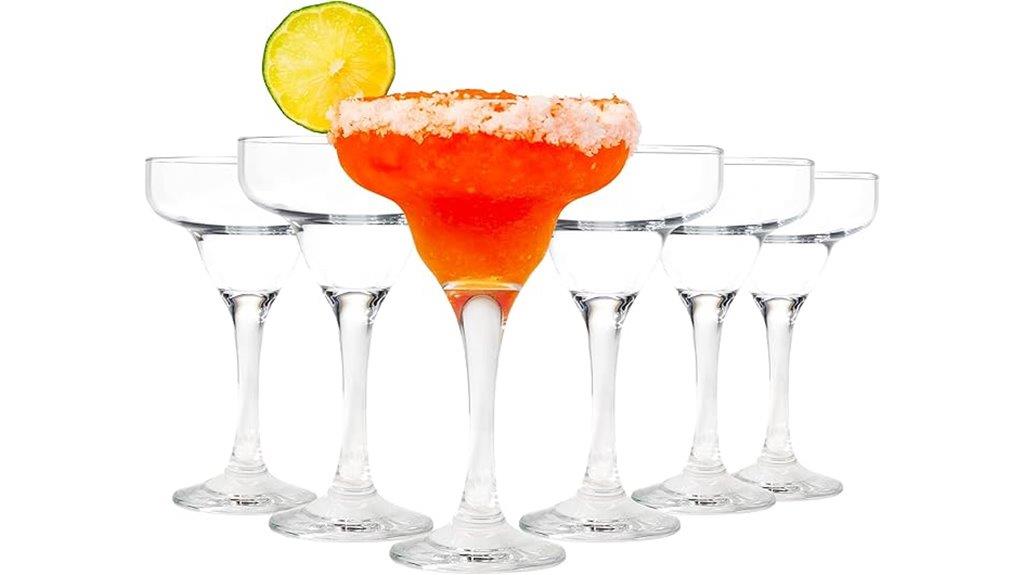 six 10 ounce margarita glasses
