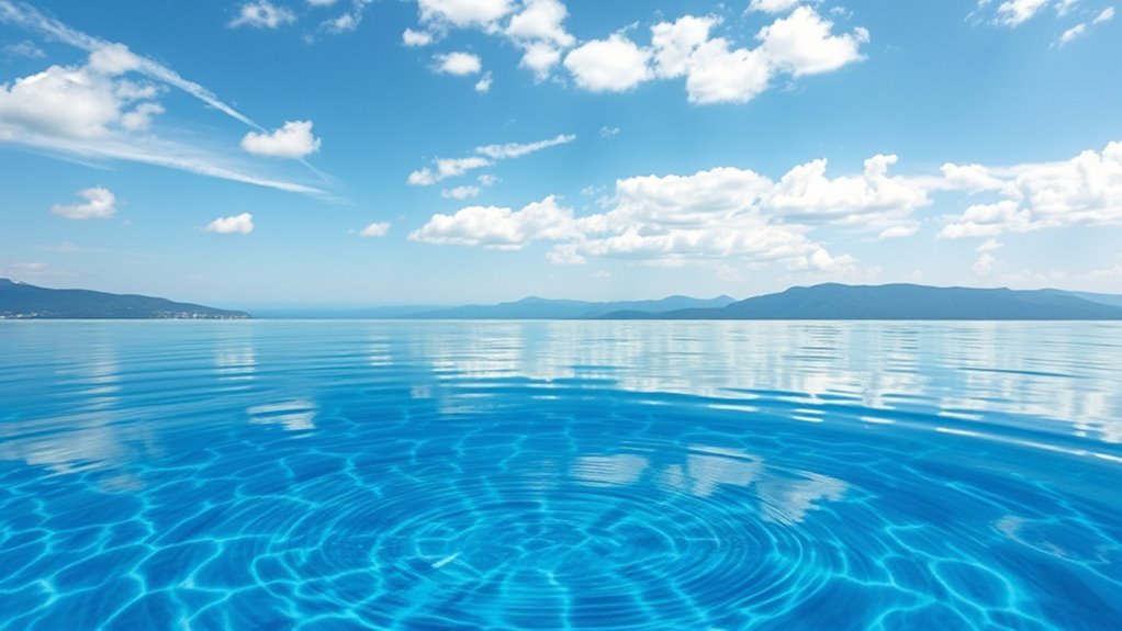smooth undisturbed water reflections