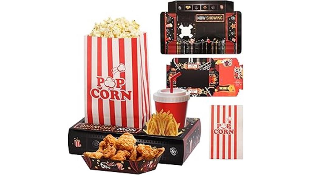 snack trays with popcorn