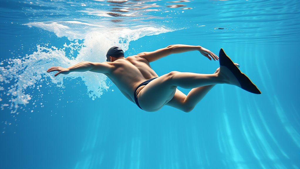 streamlined underwater dolphin kicks