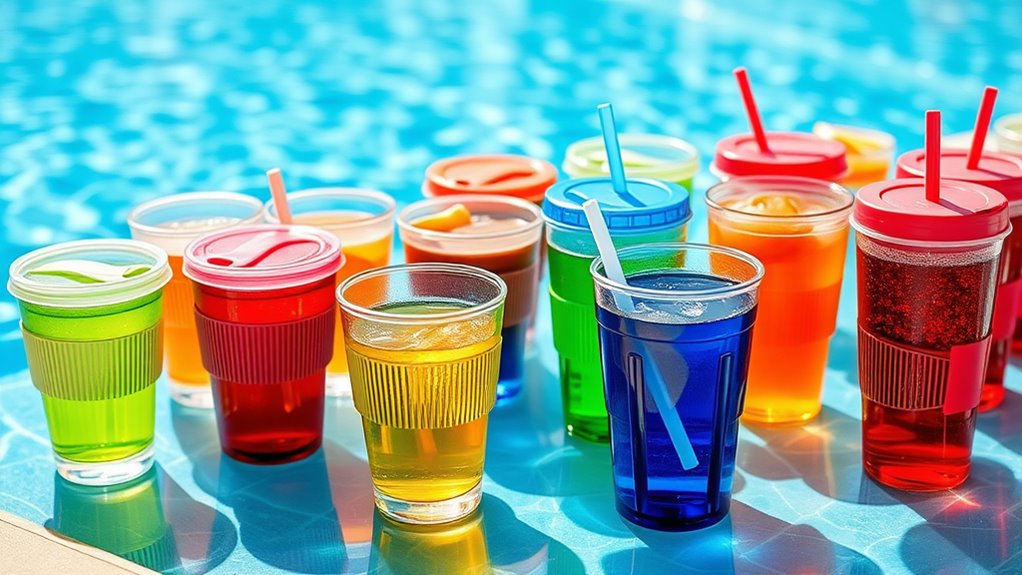 stylish spill proof pool drinkware