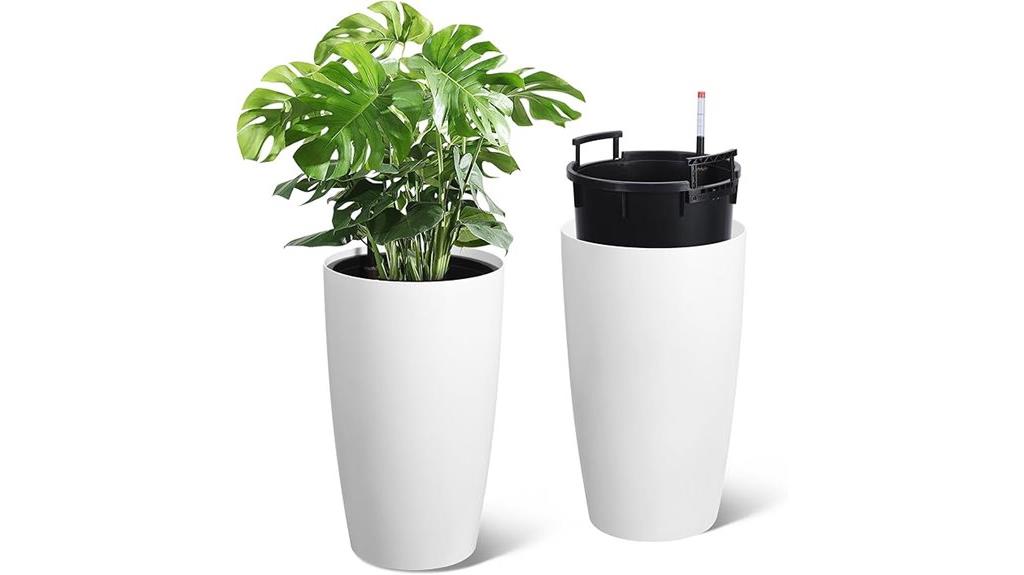 tall round self watering planters