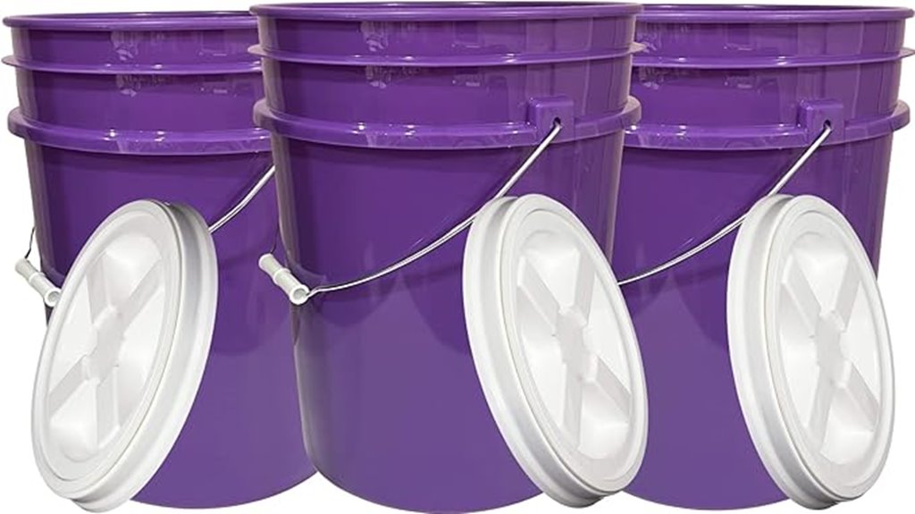 three bpa free buckets