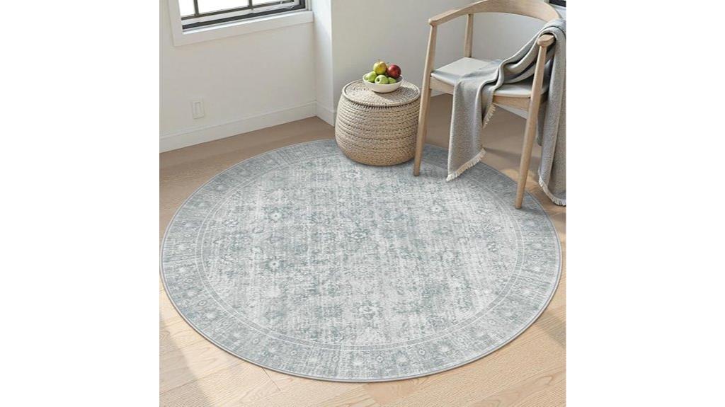 washable boho round rug