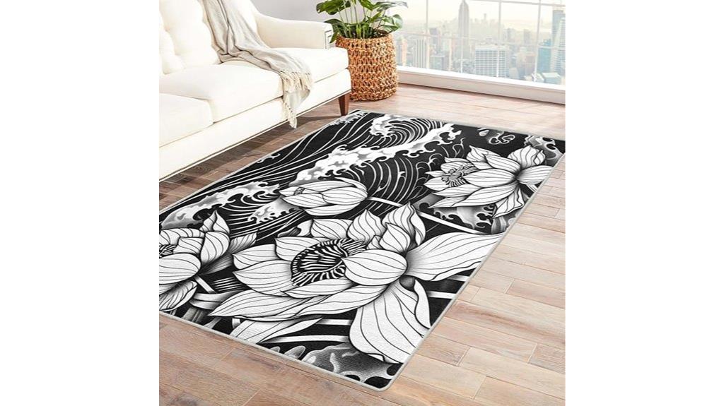 washable lotus flower rug