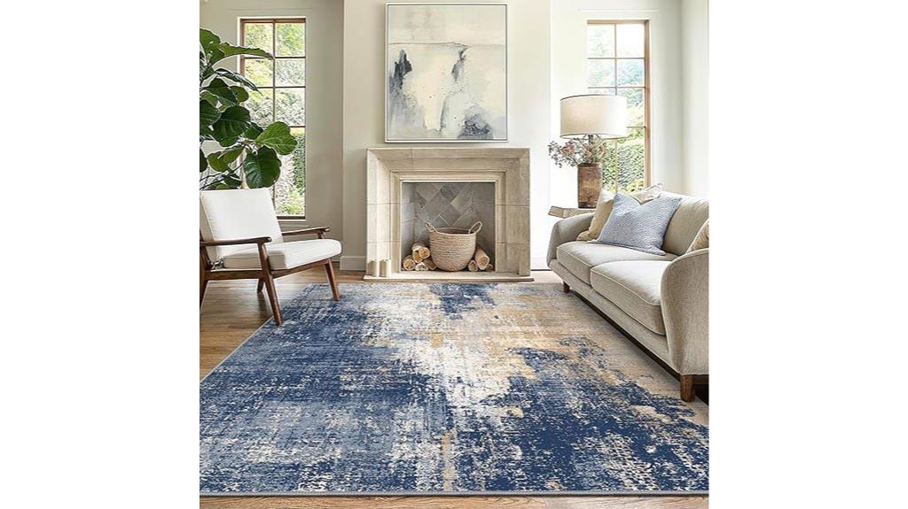 washable navy blue rug