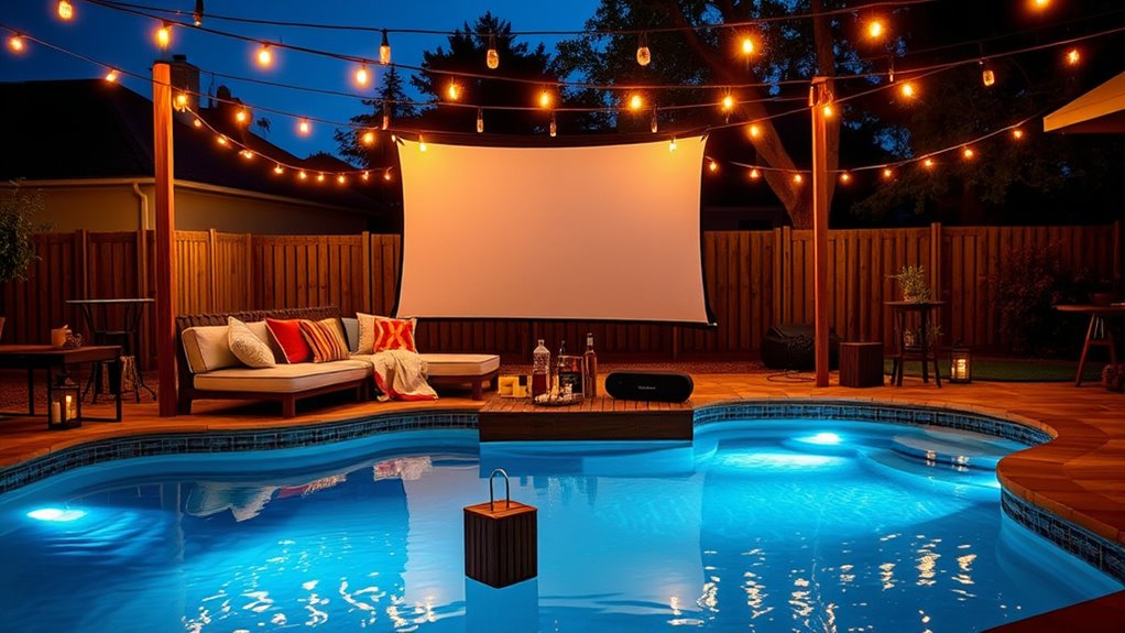 create cozy outdoor movie setup