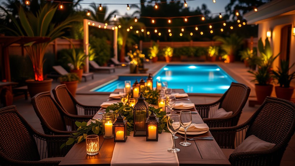 poolside lighting and decor