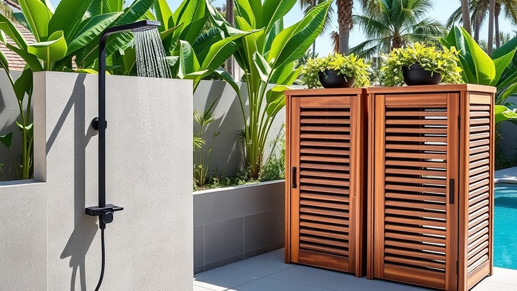 poolside shower and changing facilities