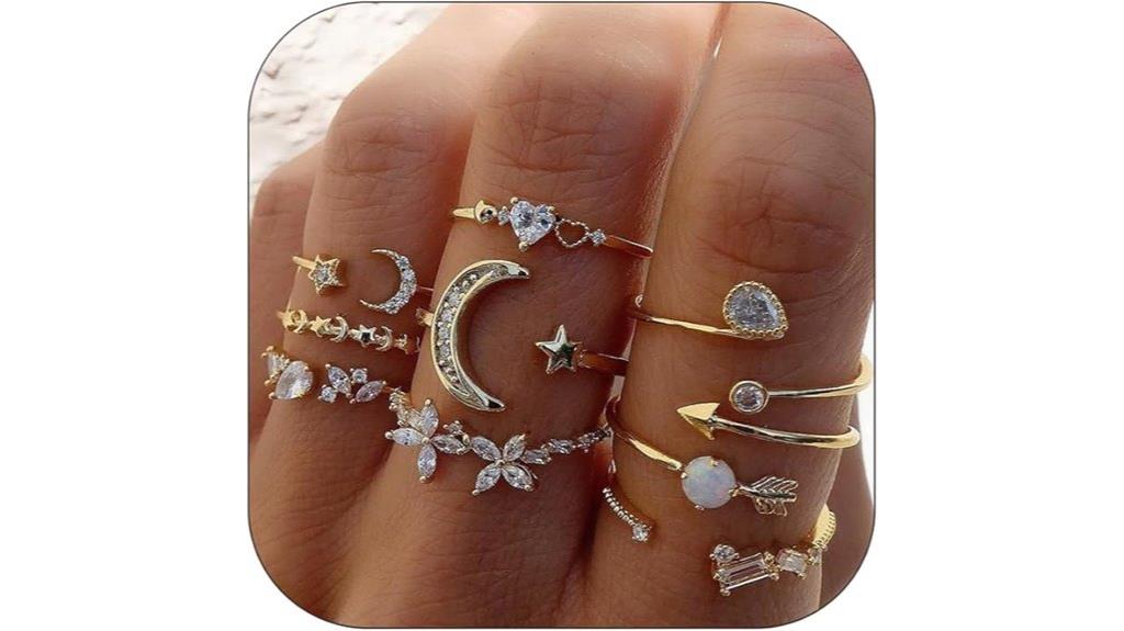 gold boho stackable rings