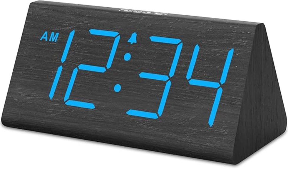wooden bedroom digital clock