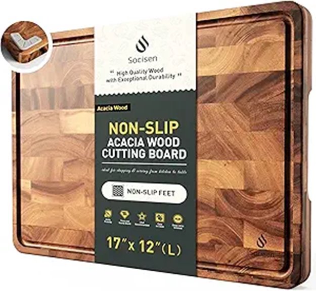 Acacia End Grain Cutting Board with Juice Groove