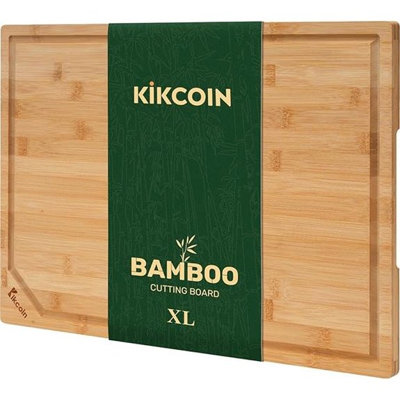 bamboo cutting board with juice