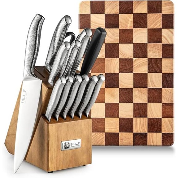 14-Piece Knife Block Set with Chopping Board