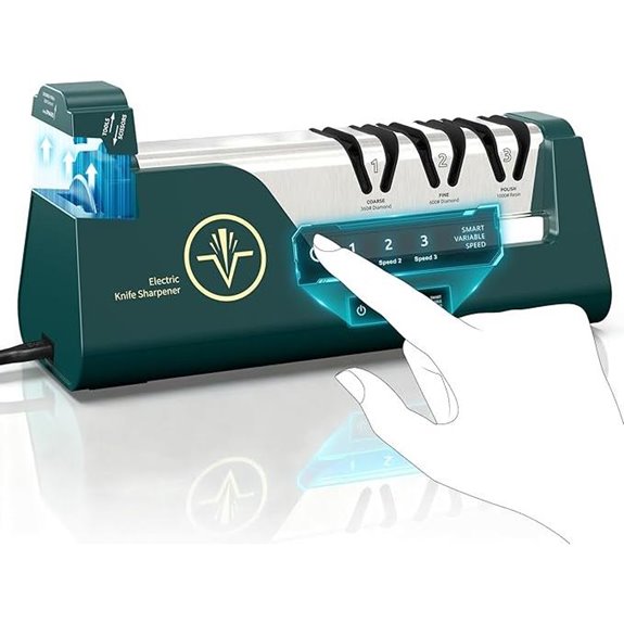 Electric Knife Sharpener with Diamond Abrasives & Adjustable Angles