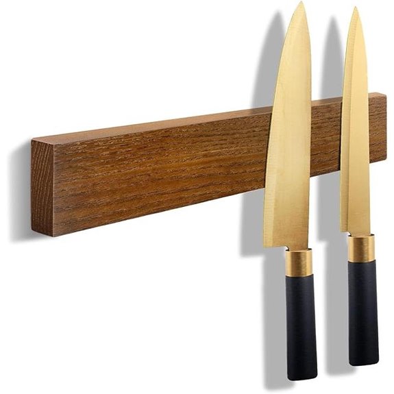 Magnetic Wooden Knife Holder with No-Drill Adhesive